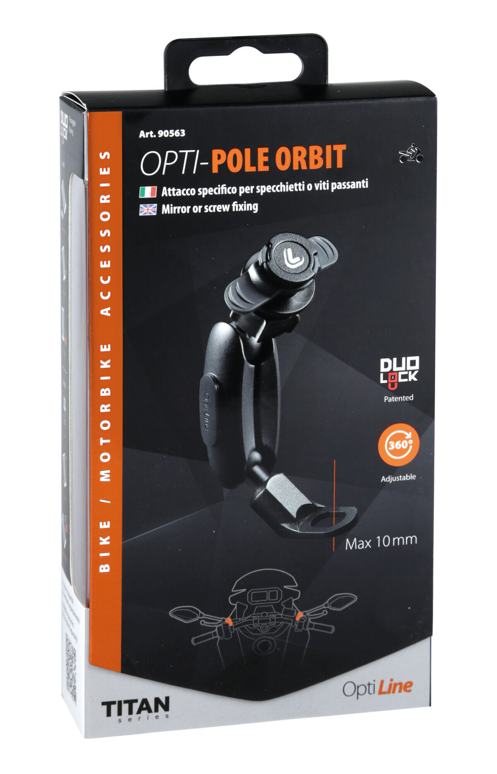 Titan Pole Orbit, supporto a braccio snodato con attacco per specchietti e viti passanti