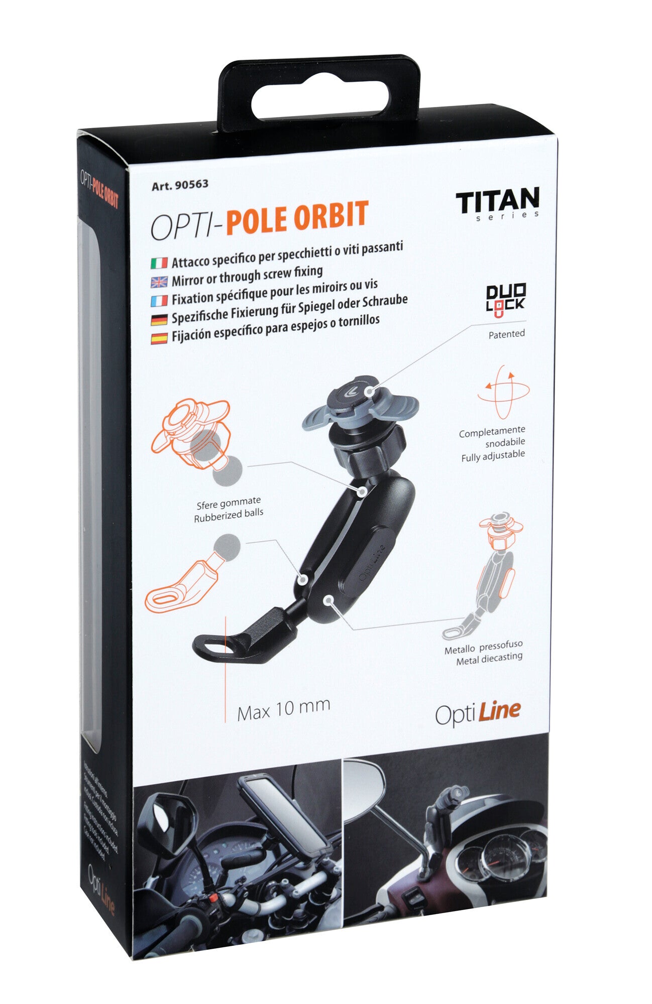 Titan Pole Orbit, supporto a braccio snodato con attacco per specchietti e viti passanti