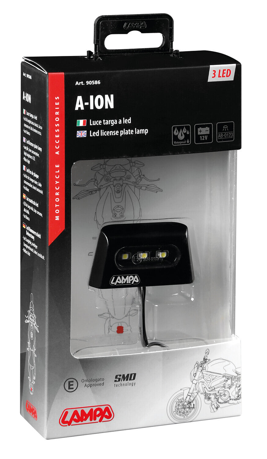 A-ion, luce targa a 3 Led Smd, 12V