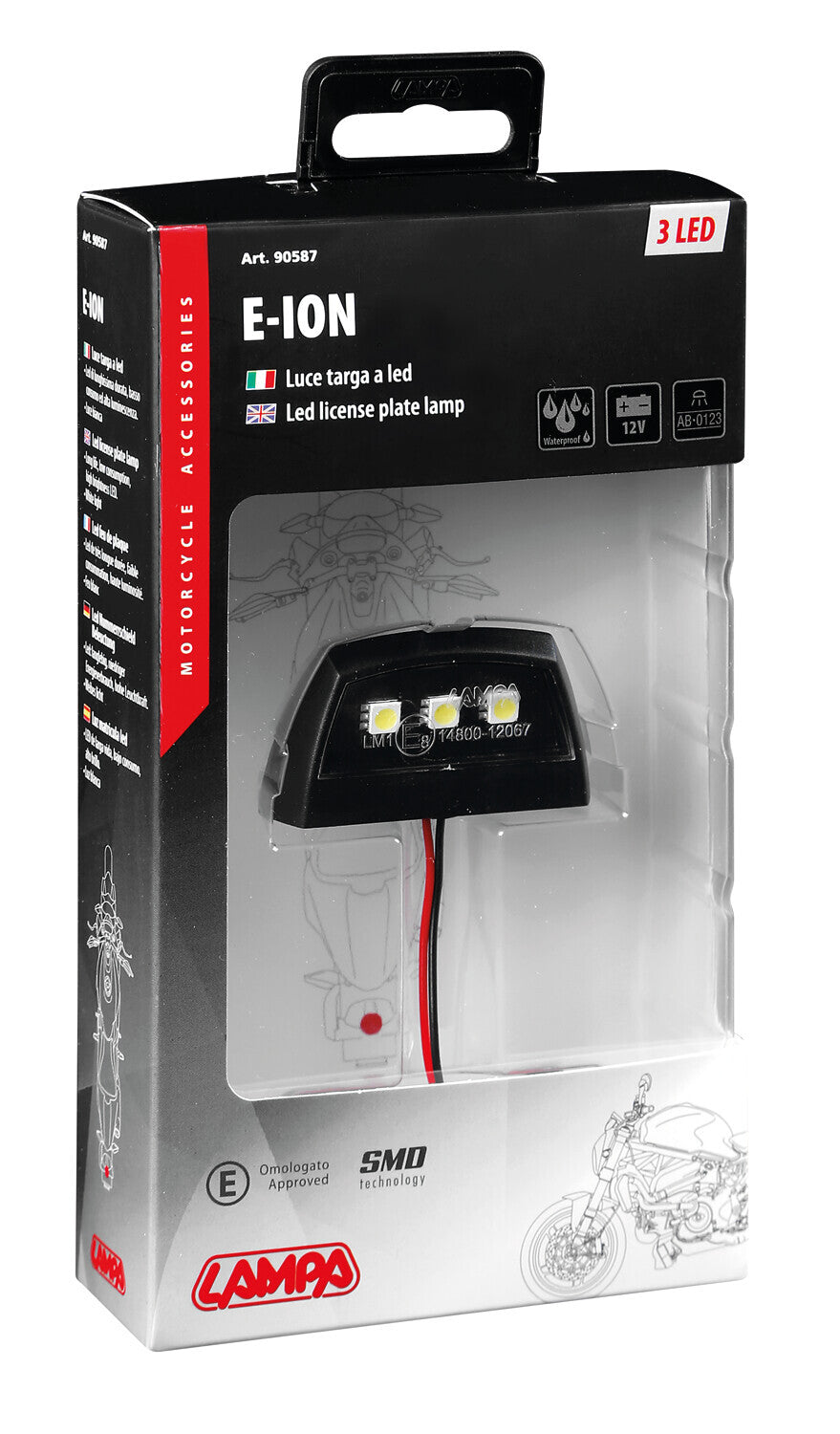 E-ion, luce targa a 3 Led Smd, 12V