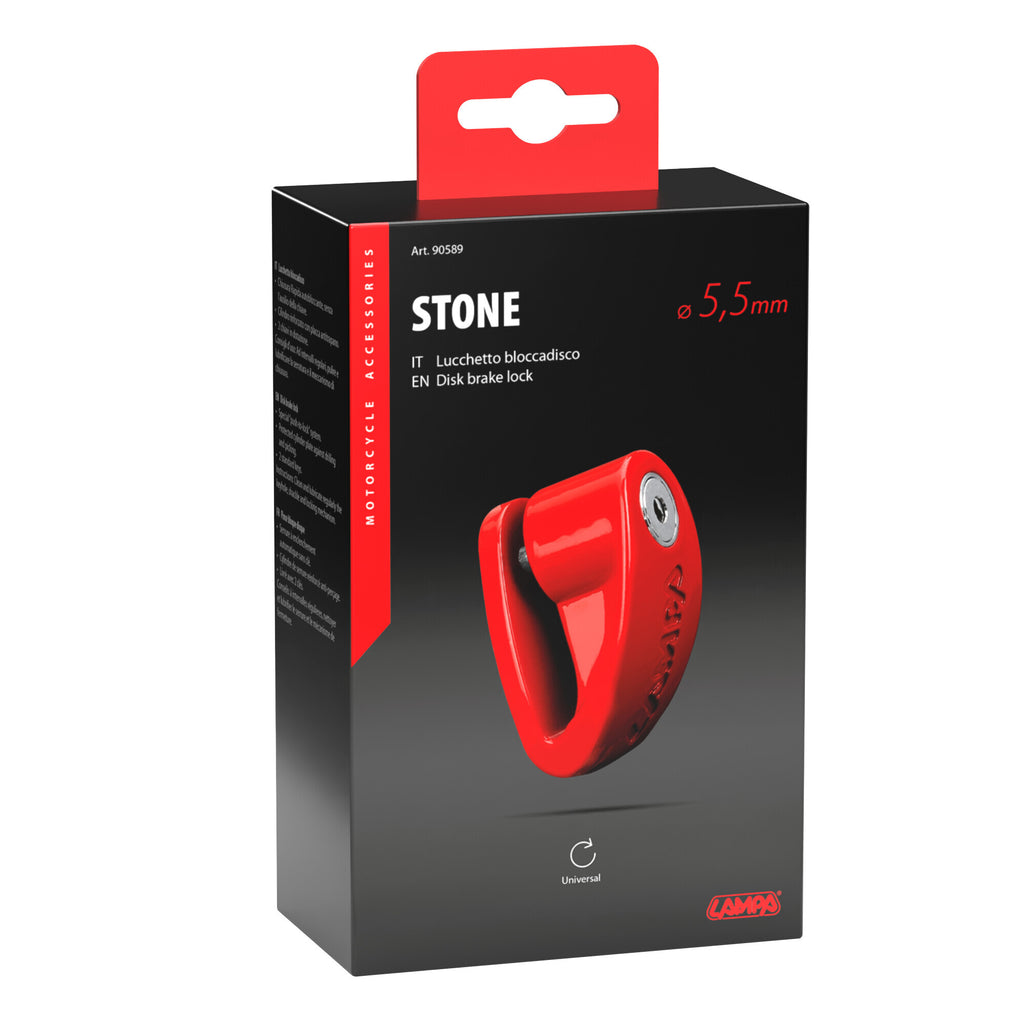 Stone, lucchetto bloccadisco - Perno Ø 5,5 mm - Rosso
