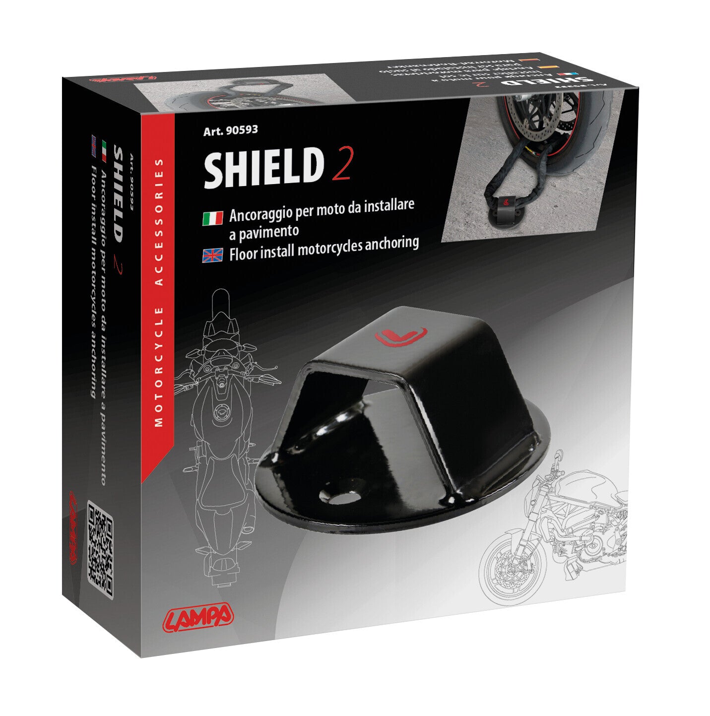 Shield 2, ancoraggio per moto da installare a pavimento