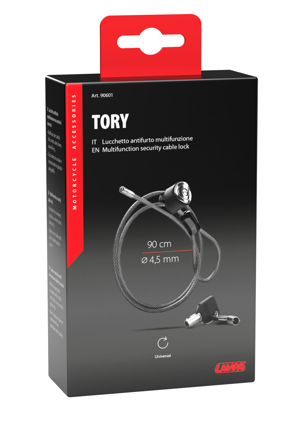 Tory, lucchetto antifurto con cavo di sicurezza - 90 cm