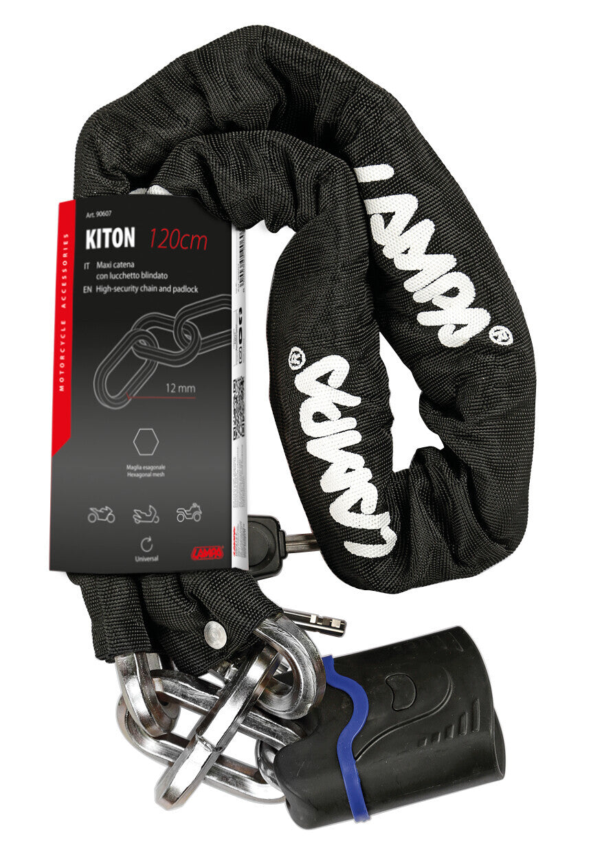 Kiton, maxi catena antifurto con lucchetto blindato - 120 cm