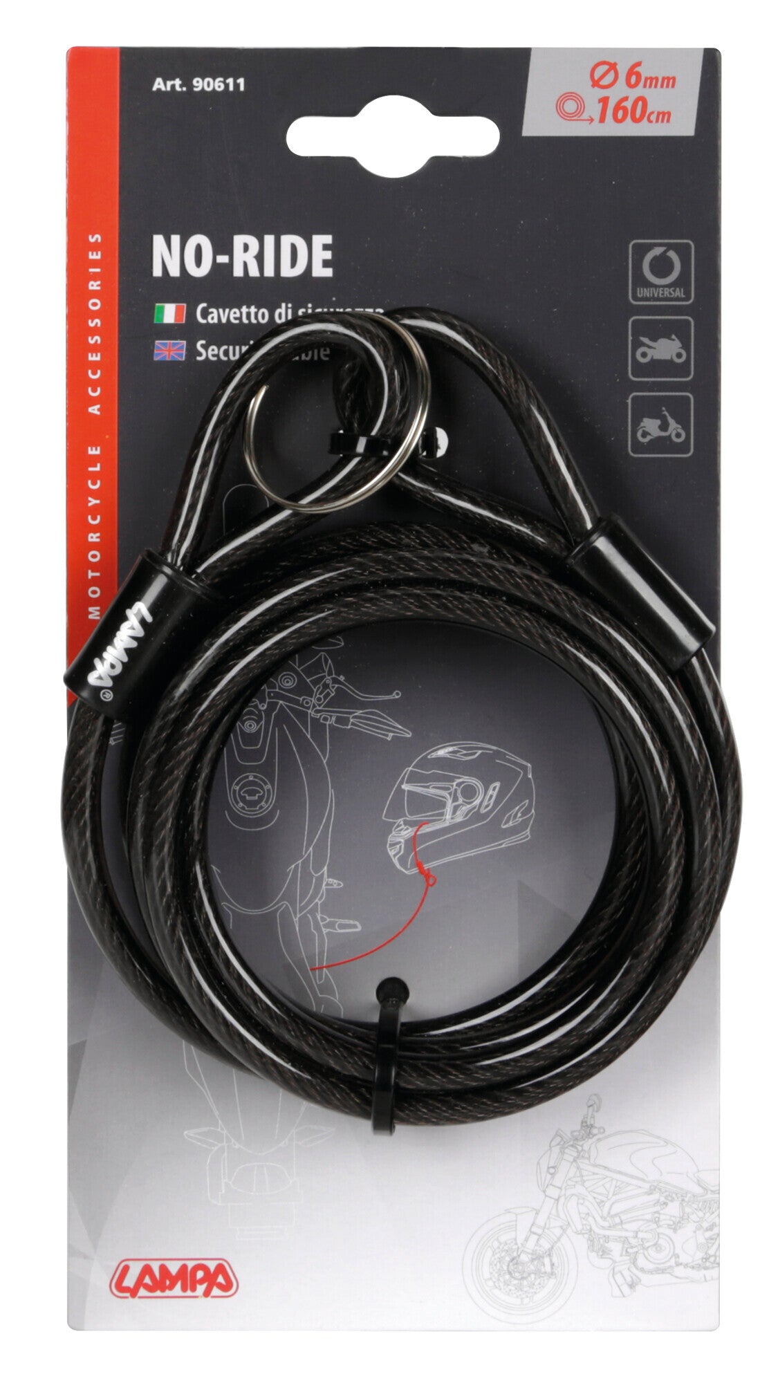 No-Ride, cavetto di sicurezza Ø 6 mm - 160 cm