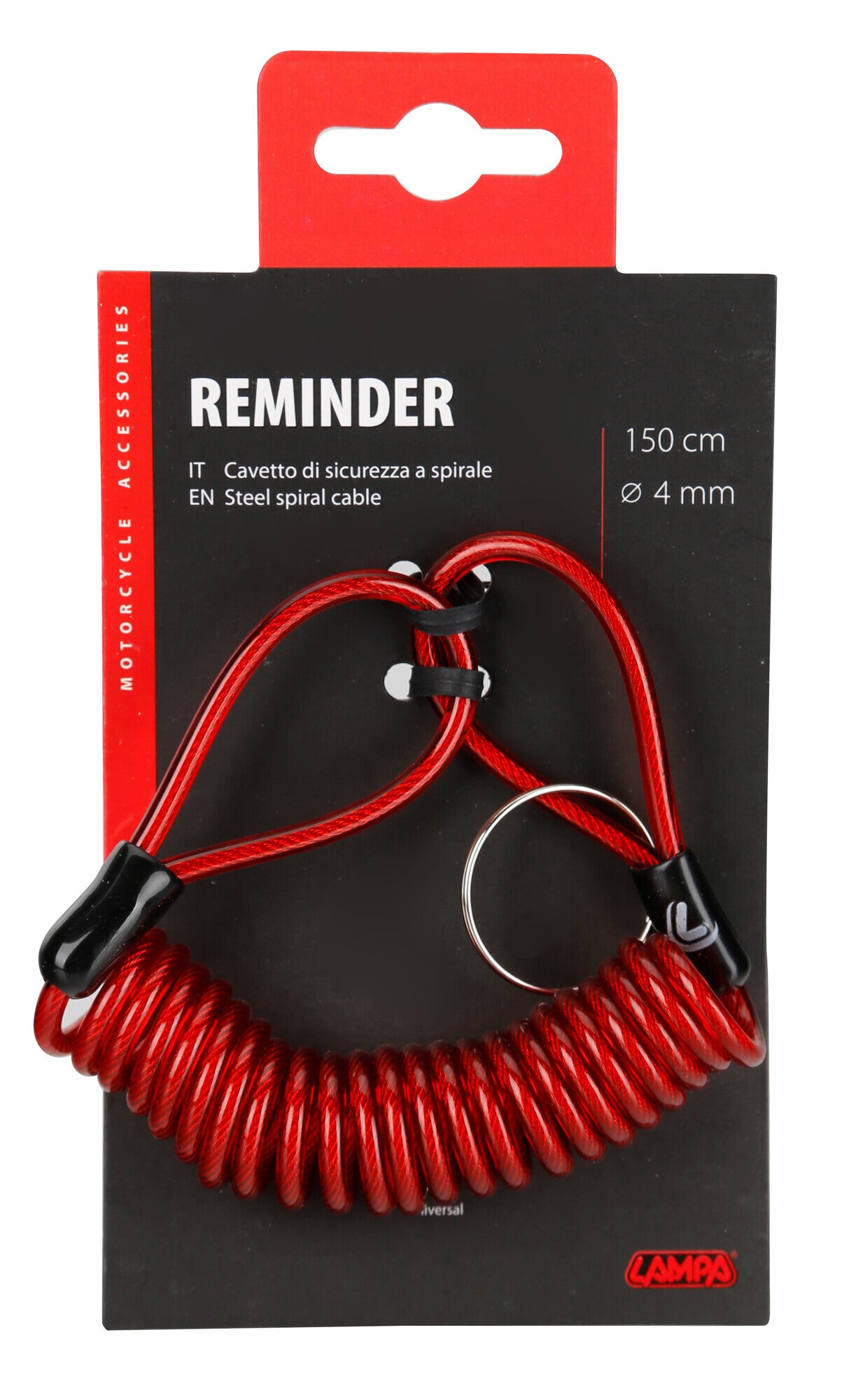 Reminder, cavetto di sicurezza a spirale - Rosso