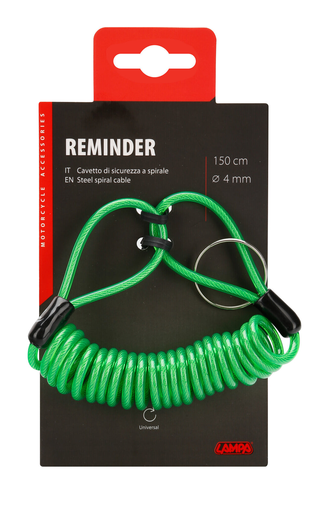 Reminder, cavetto di sicurezza a spirale - Verde