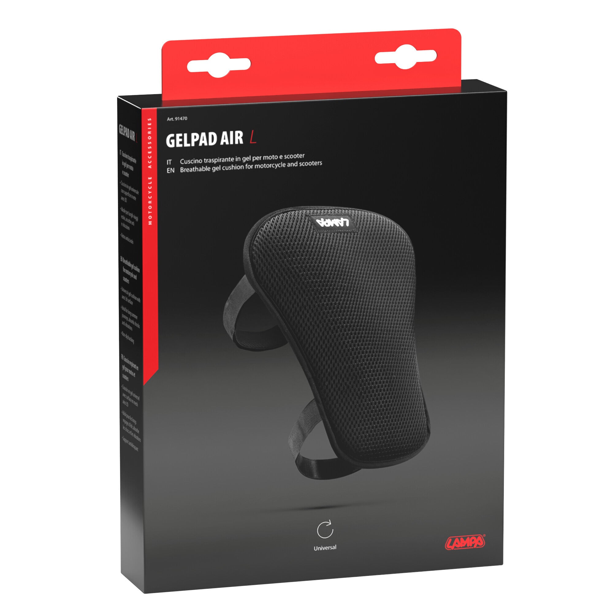 Gelpad Air, cuscino traspirante in gel per moto e scooter - L - 21x30 mm