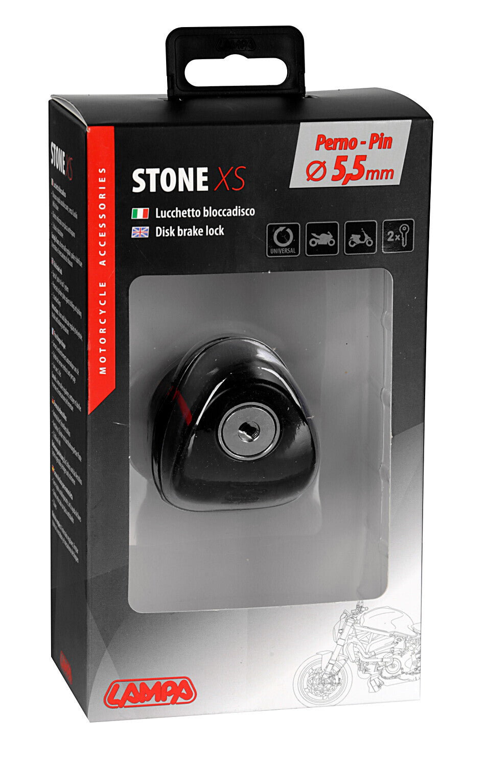 Stone XS, lucchetto bloccadisco - Perno Ø 5,5 mm - Nero