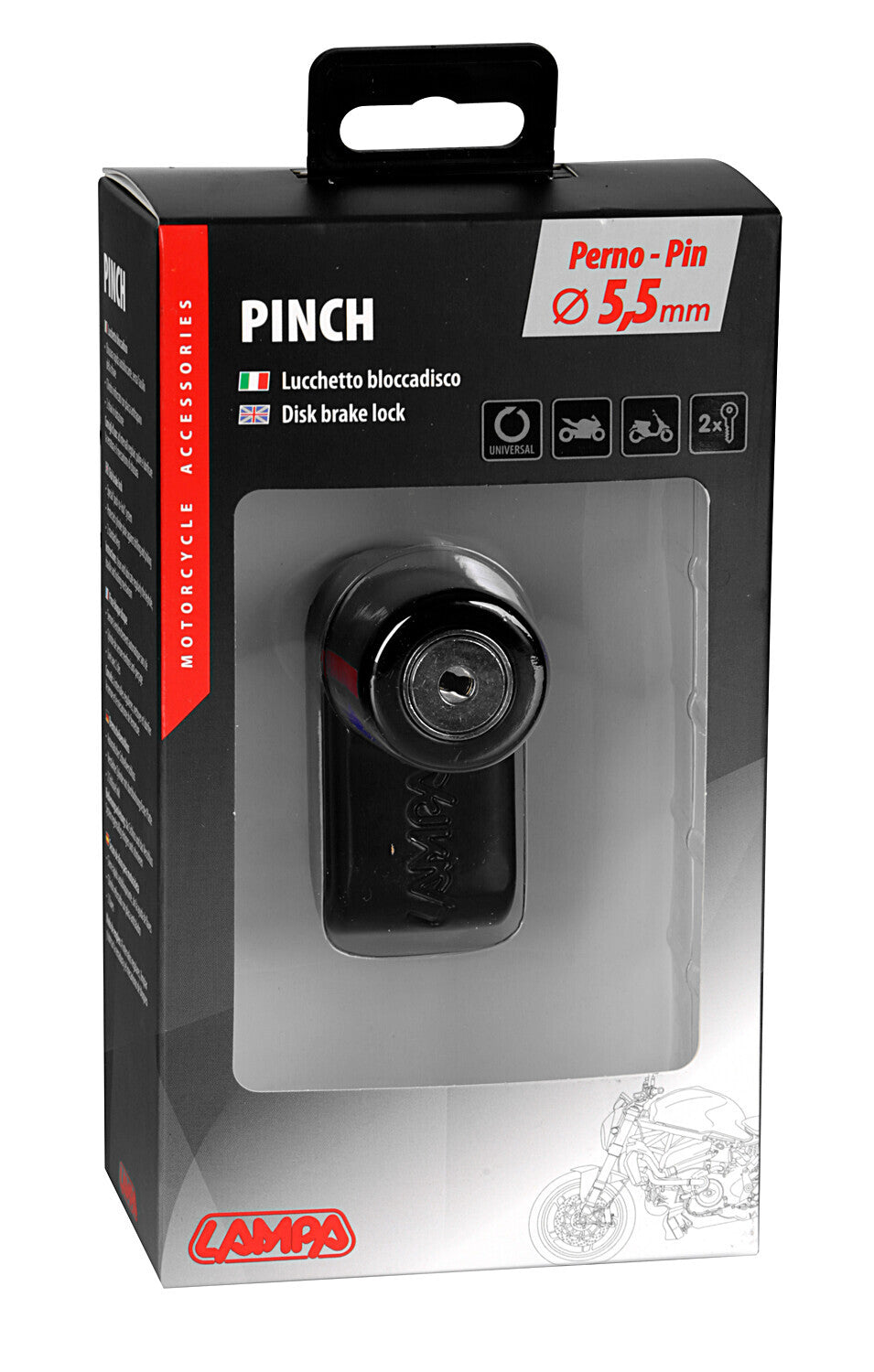 Pinch, lucchetto bloccadisco - Perno Ø 5,5 mm - Nero