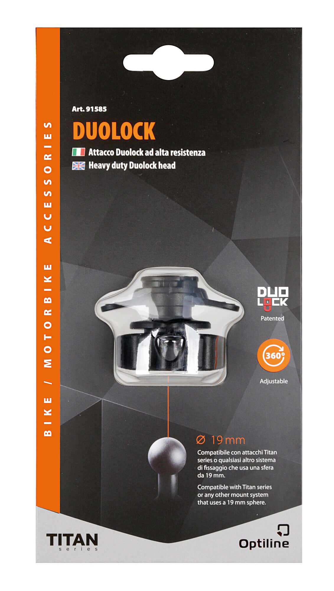 Titan Duolock, attacco ad alta resistenza con testa in metallo pressofuso. Dado maggiorato