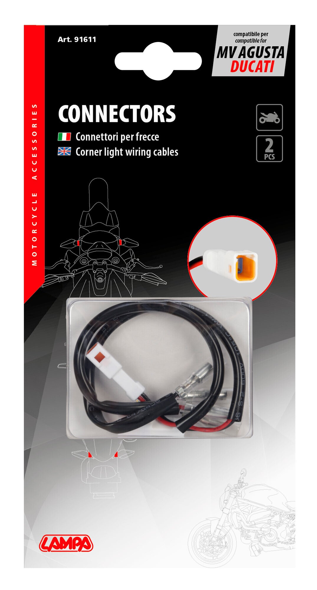 Connettori per indicatori di direzione, 2 pz - compatibile per - MV Agusta / Ducati (type 2)