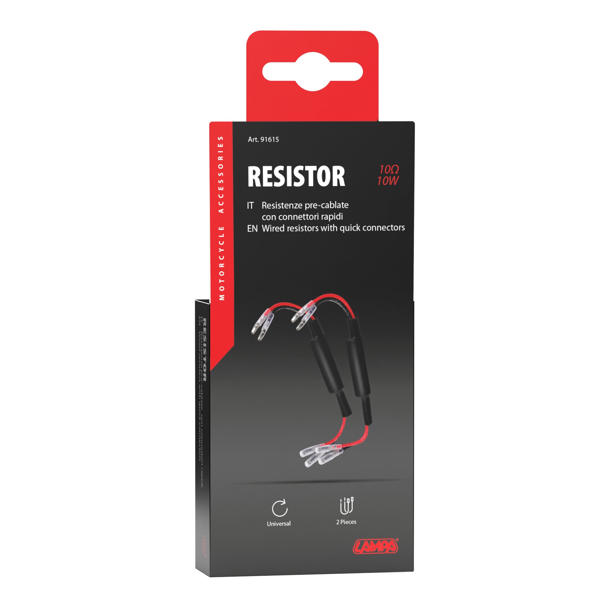 Resistenze pre-cablate con connettori rapidi, 2 pz - 12V - 10 OHM - 10 W