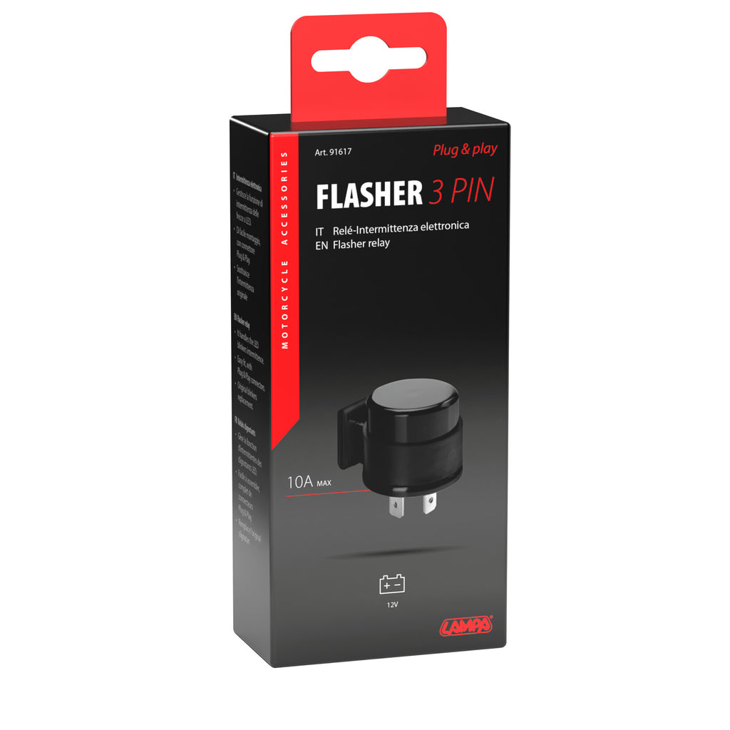 Flasher 3 Pin, intermittenza elettronica plug & play - 12V - 10A
