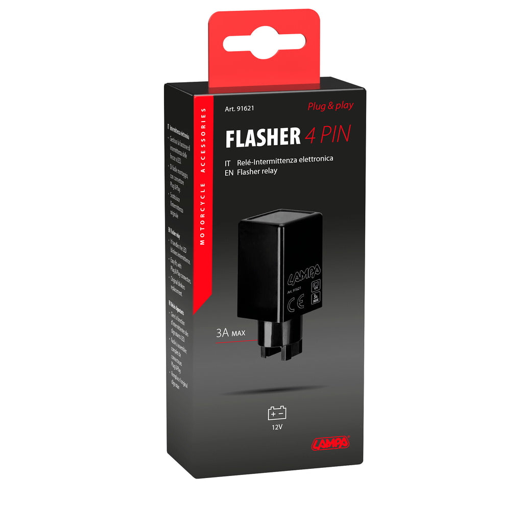 Flasher 4 PIN, relé-intermittenza elettronica - 12V - 3A