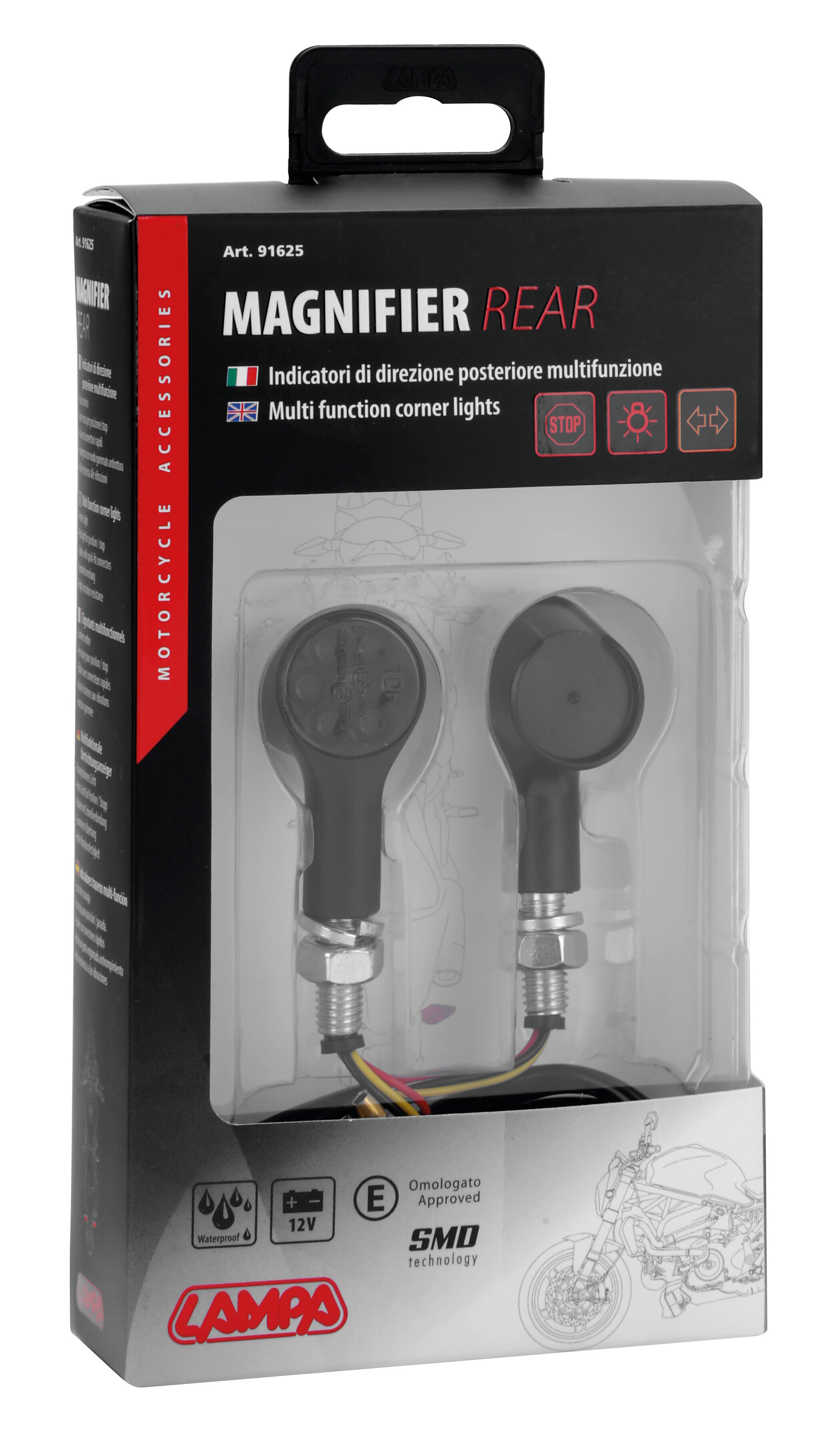 Magnifier Rear, indicatori di direzione a led e luce di posizione/stop posteriori - 12V LED