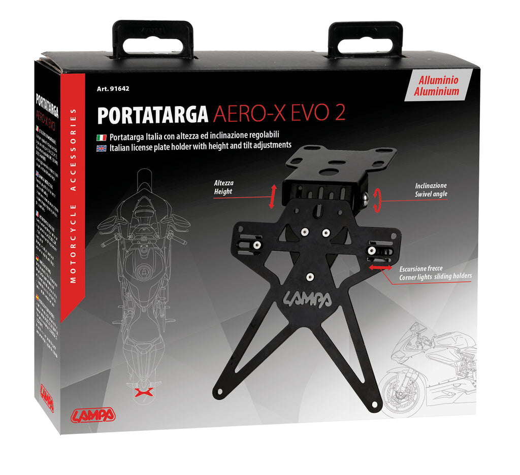 Aero-X Evo 2, portatarga Italia con altezza ed inclinazione regolabili