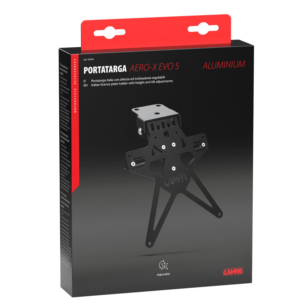Aero-X Evo 5, portatarga Italia con altezza ed inclinazione regolabili