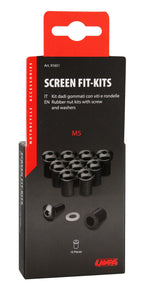 Screen Fit-Kits, kit dadi gommati con viti e rondelle (5 MA) - 10 pz - Nero