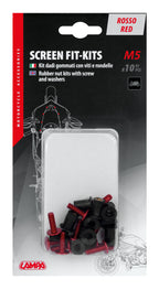 Screen Fit-Kits, kit dadi gommati con viti e rondelle (5 MA) - 10 pz - Rosso