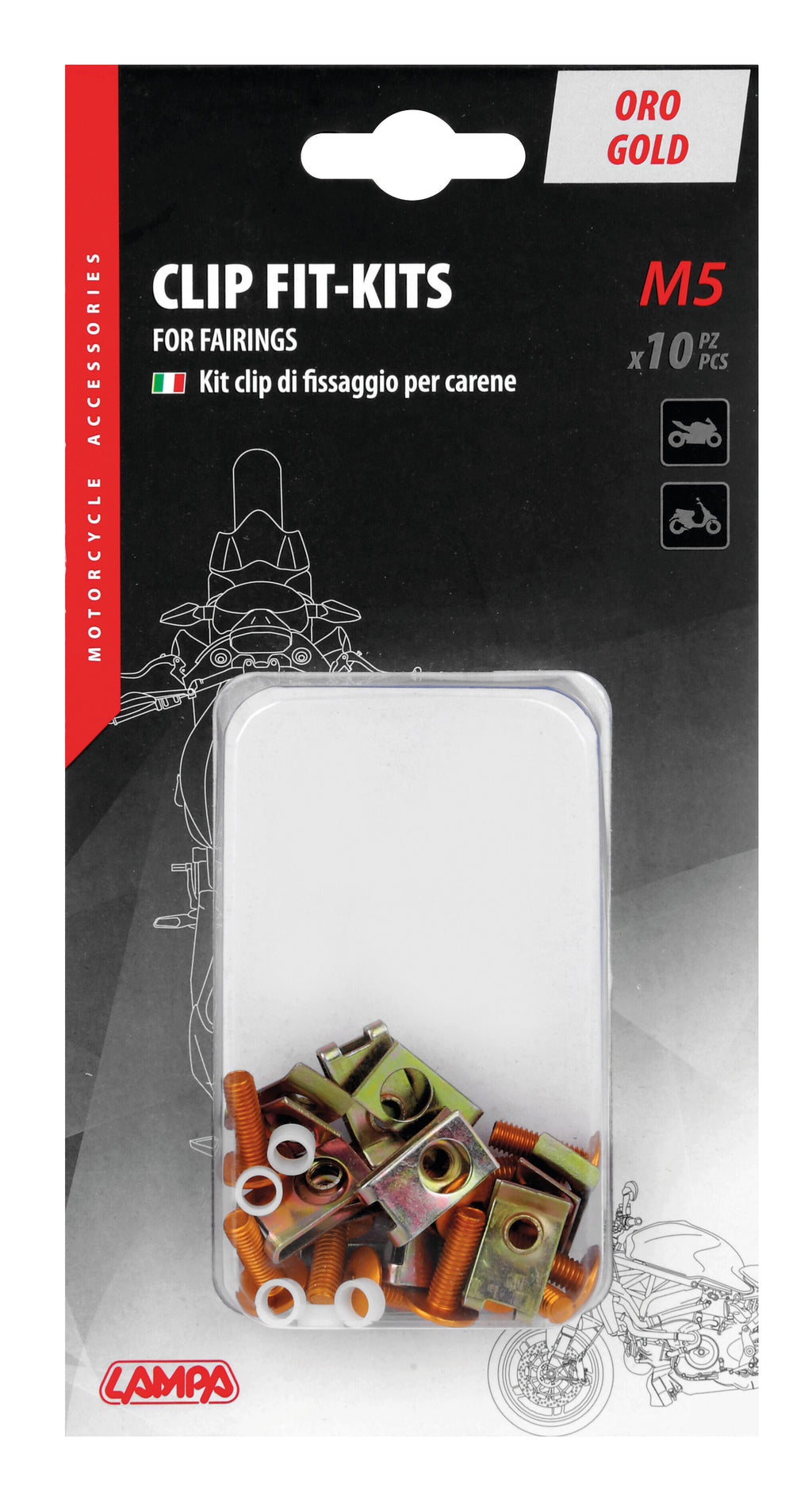 Clip Fit-Kits, kit clip di fissaggio per carene (5 MA) - 10 pz - Oro