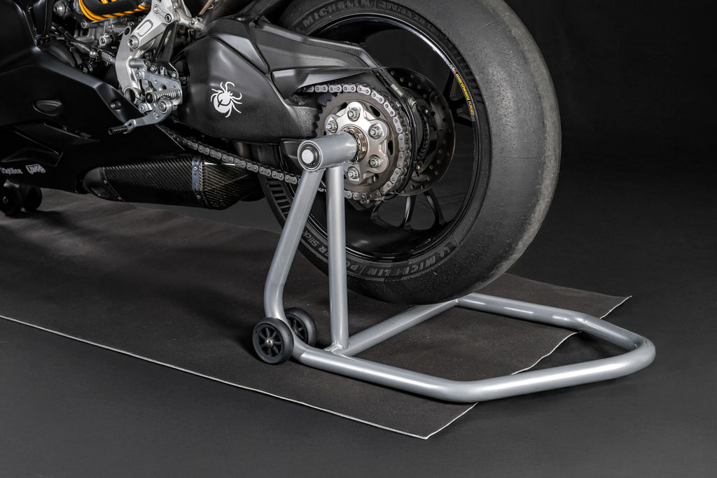 Cavalletto posteriore per moto, monobraccio sinistro