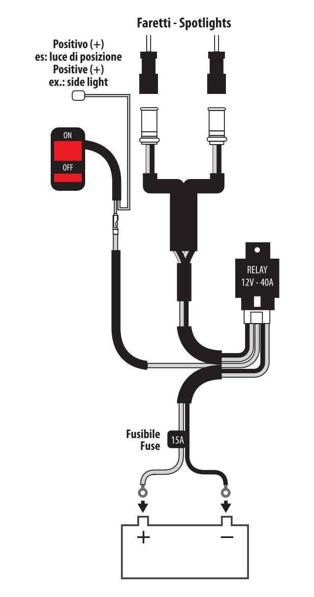 Light Wiring Kit, kit cablaggio faretti per moto, 12V