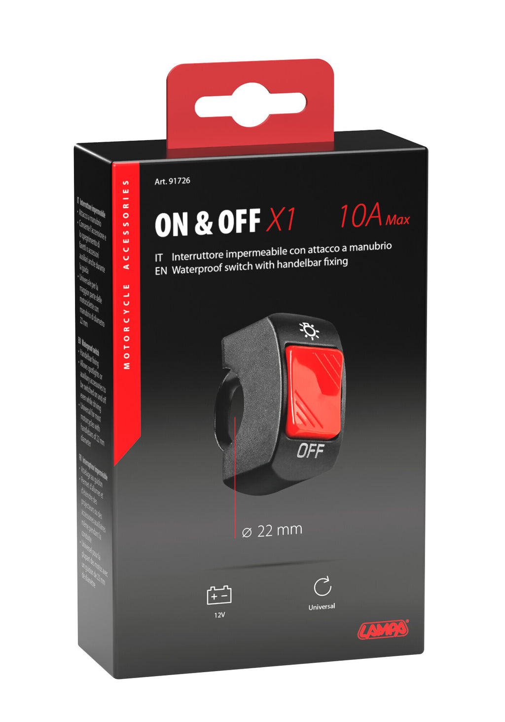 On & Off X1, interruttore universale - 12V - 10A max