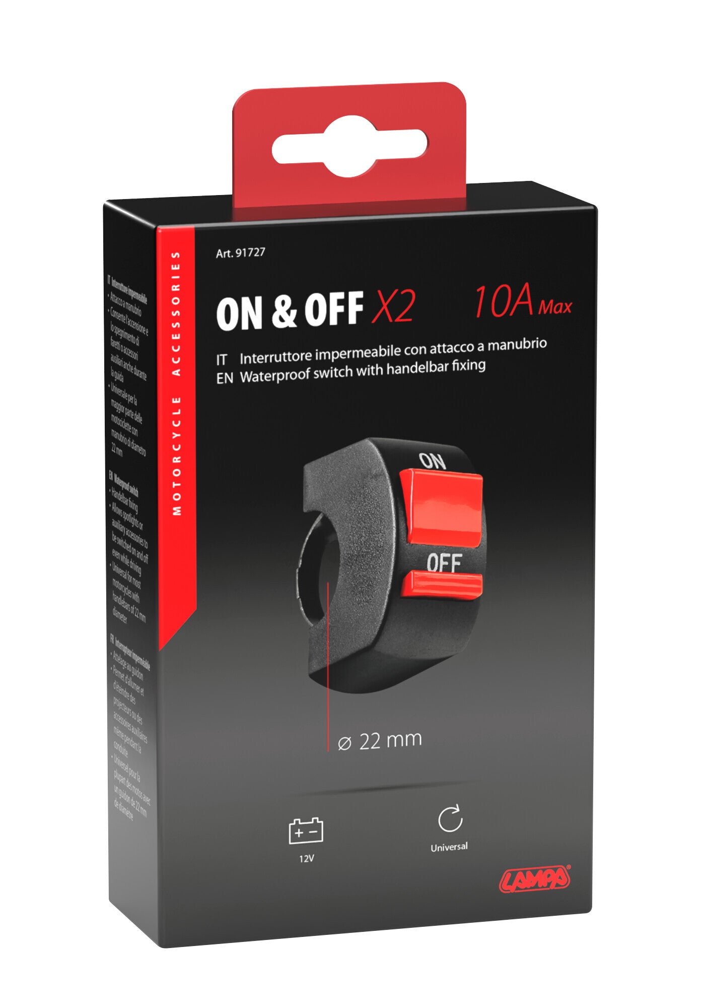 On & Off X2, interruttore universale - 12V - 10A max