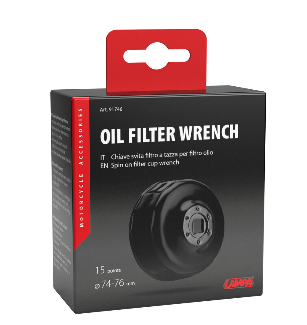 Chiave svita filtro a tazza per filtro olio per filtro Ø 74-76 mm con 15 lati