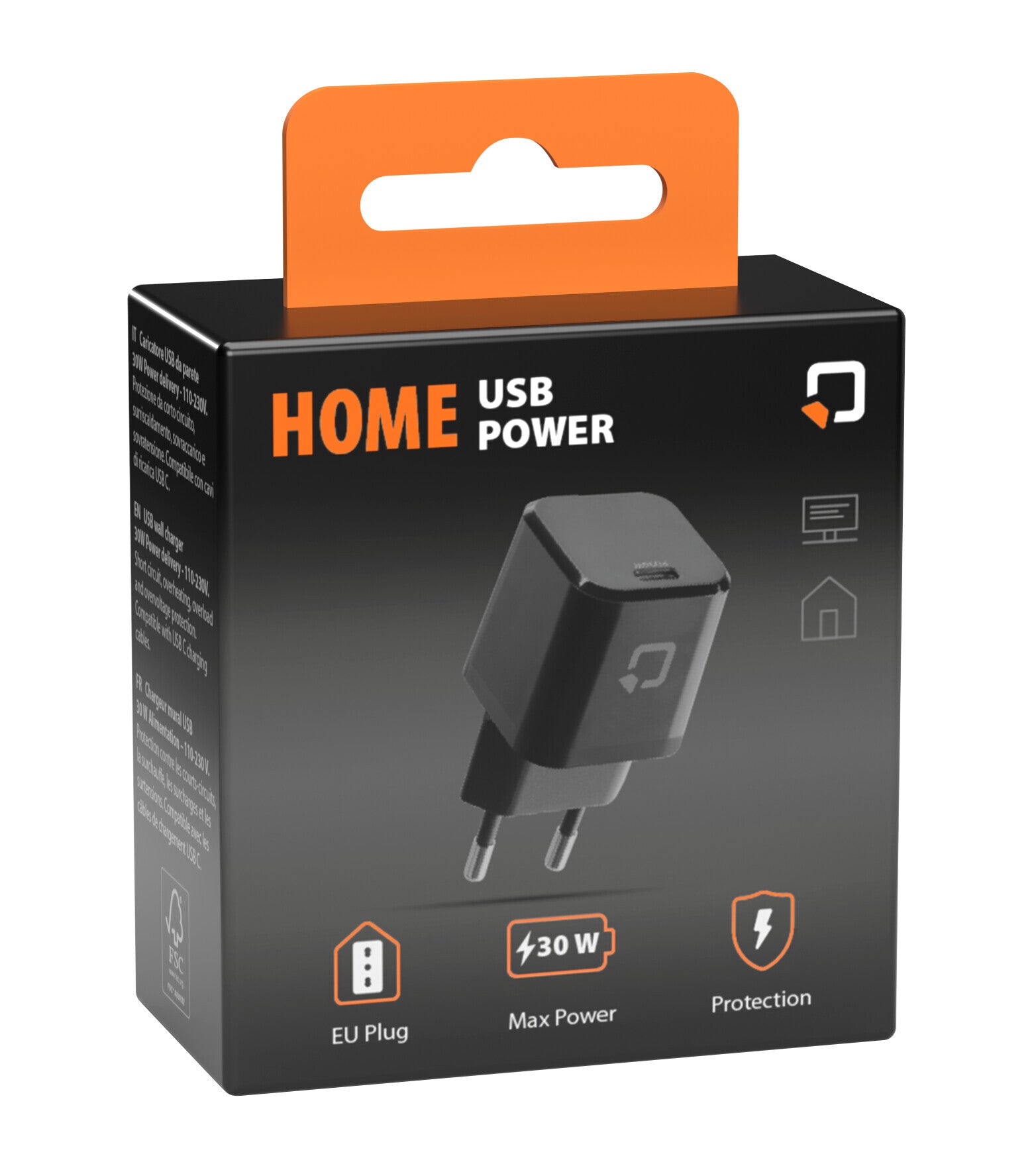 Home Usb Power, caricatore USB C da rete - PD - 30W - 110/230V