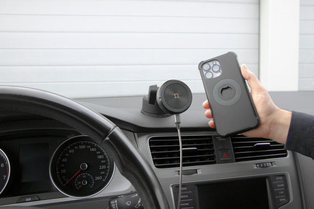 Mag Wireless Orbit, Porta telefono magnetico con ricarica wireless e attacco a ventosa adesiva