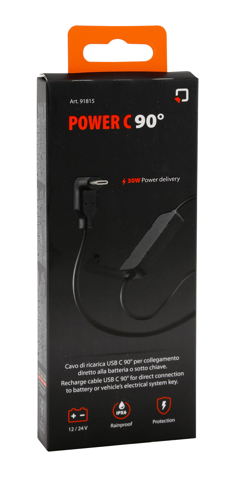 Power C 90° - Cavo di ricarica USB C, collegamento diretto batteria - 12/24V