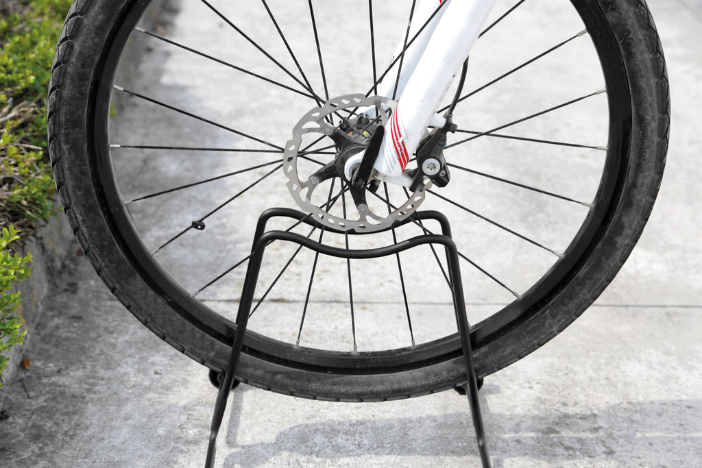 Stand portabici con rotelle a 1 posto, ingresso ruota 6 cm, compatibile con freni a disco