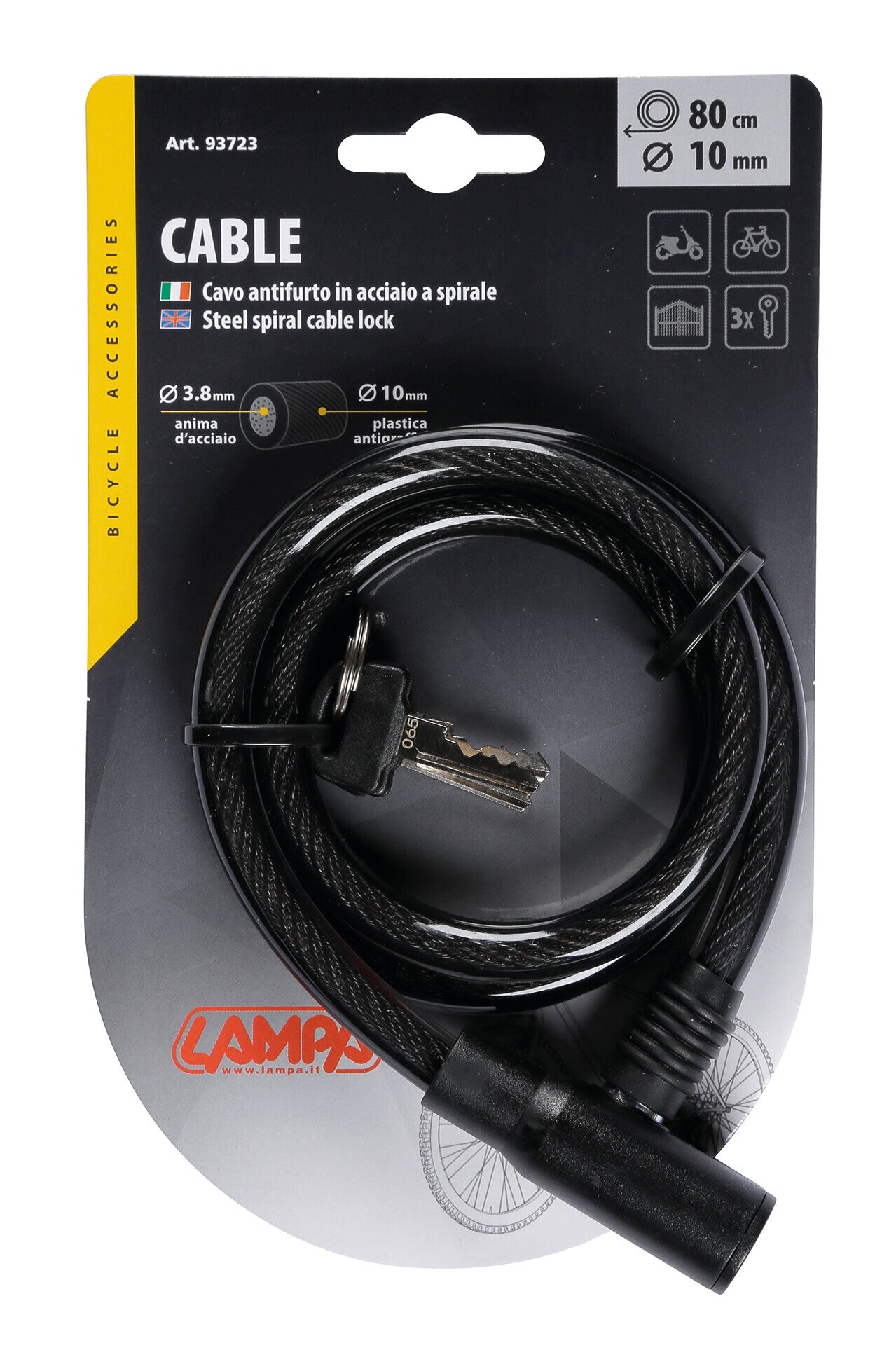 Cavo antifurto in acciaio Ø 10 mm - 80 cm