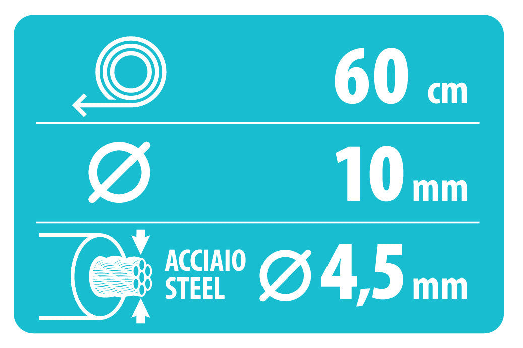 Silicon-Lock, cavo antifurto in acciaio Ø 10 mm - 60 cm