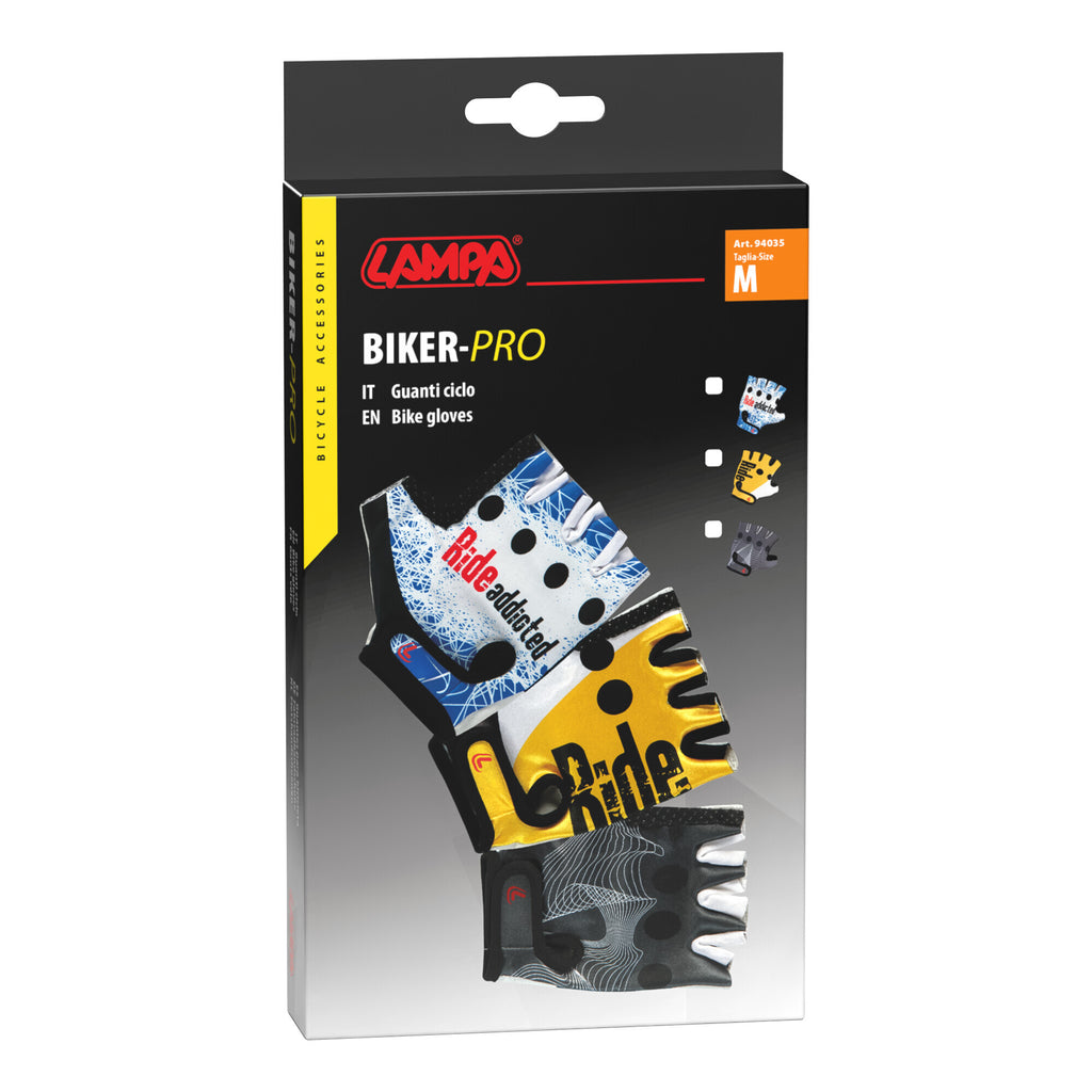 Biker-Pro, guanti in pelle e lycra - M