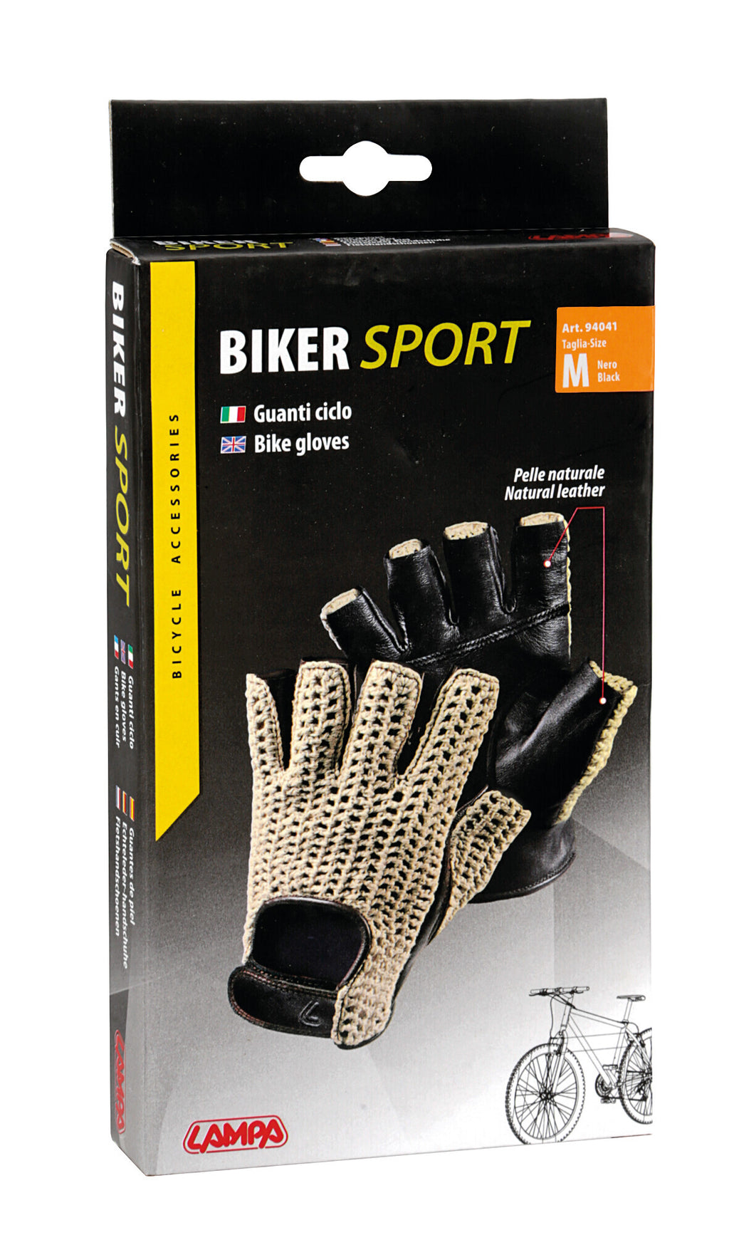 Sport, guanti in pelle e cotone - M - Nero