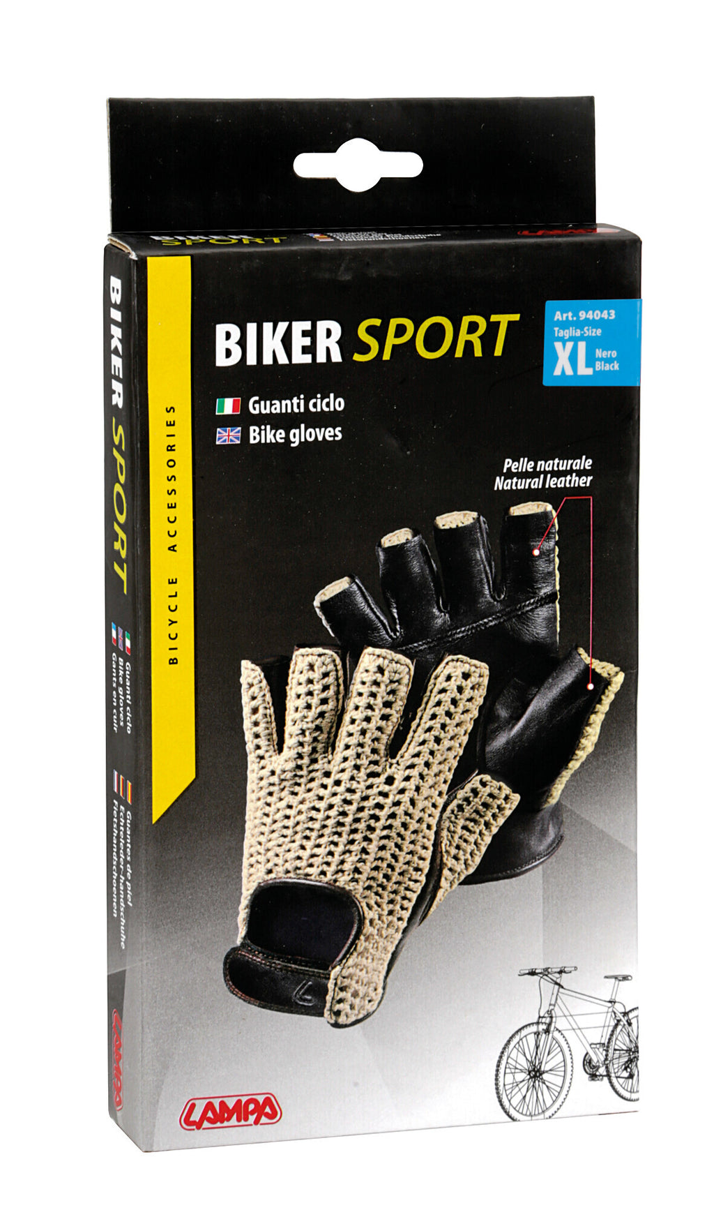 Sport, guanti in pelle e cotone - XL - Nero