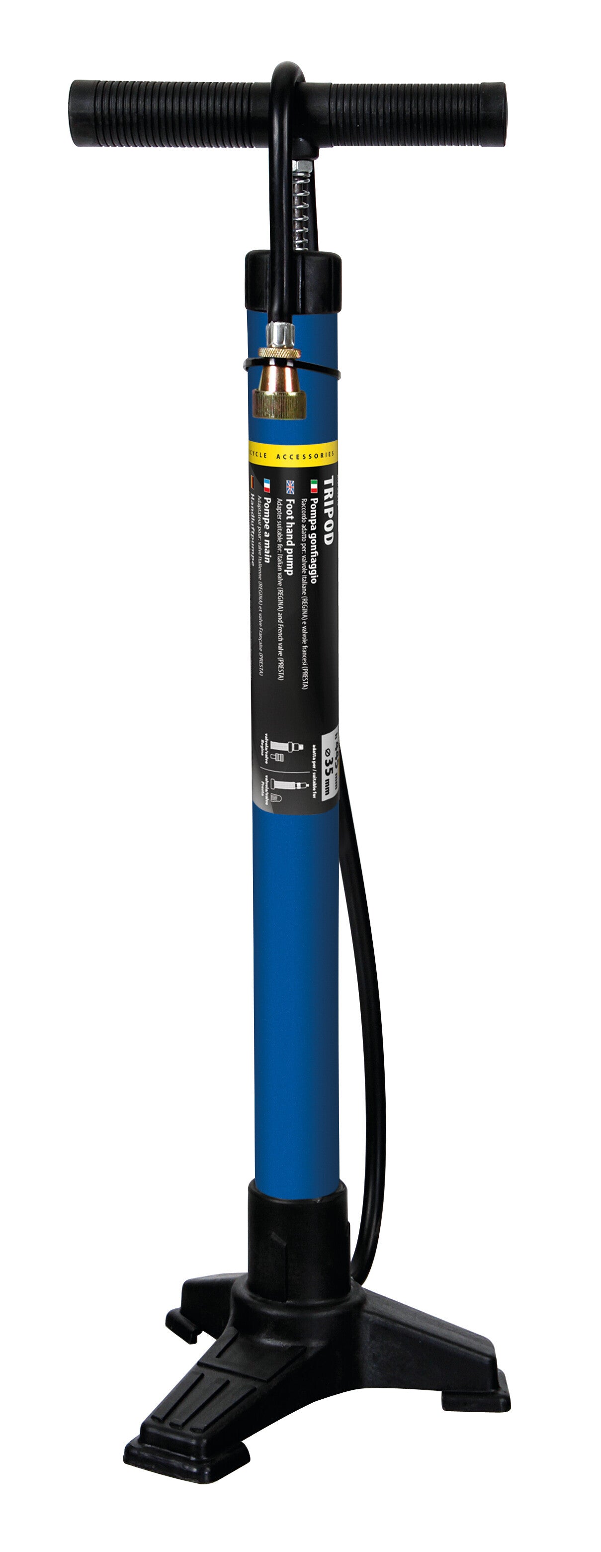 Pompa gonfiaggio tre-piedi in acciaio - H 440 mm - Ø 35 mm