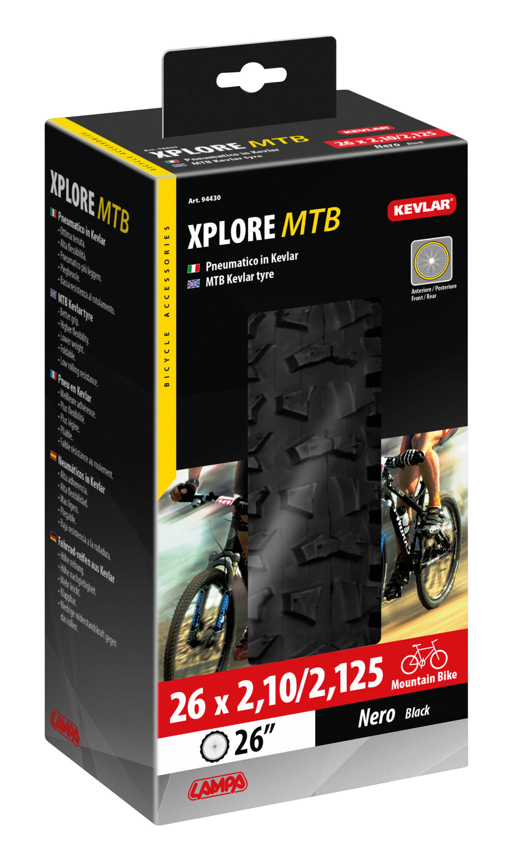 Pneumatico Kevlar Mtb antiforatura - 26 x 2,10 - Nero