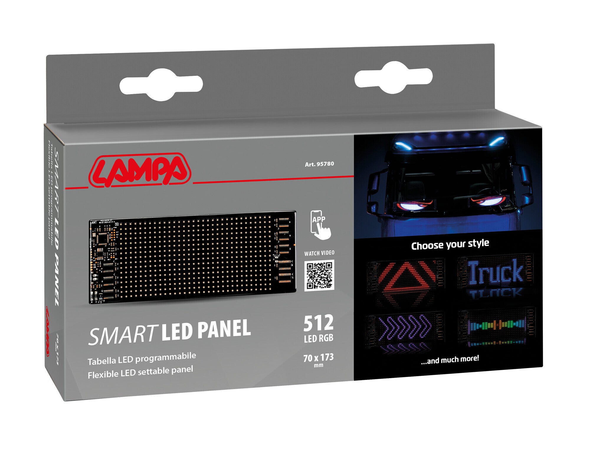 Smart Led Panel, tabella Led programmabile - 512 Led - 70x173 mm