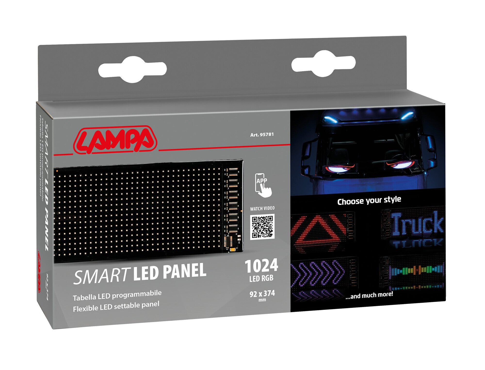 Smart Led Panel, tabella Led programmabile - 1024 Led - 92x374 mm