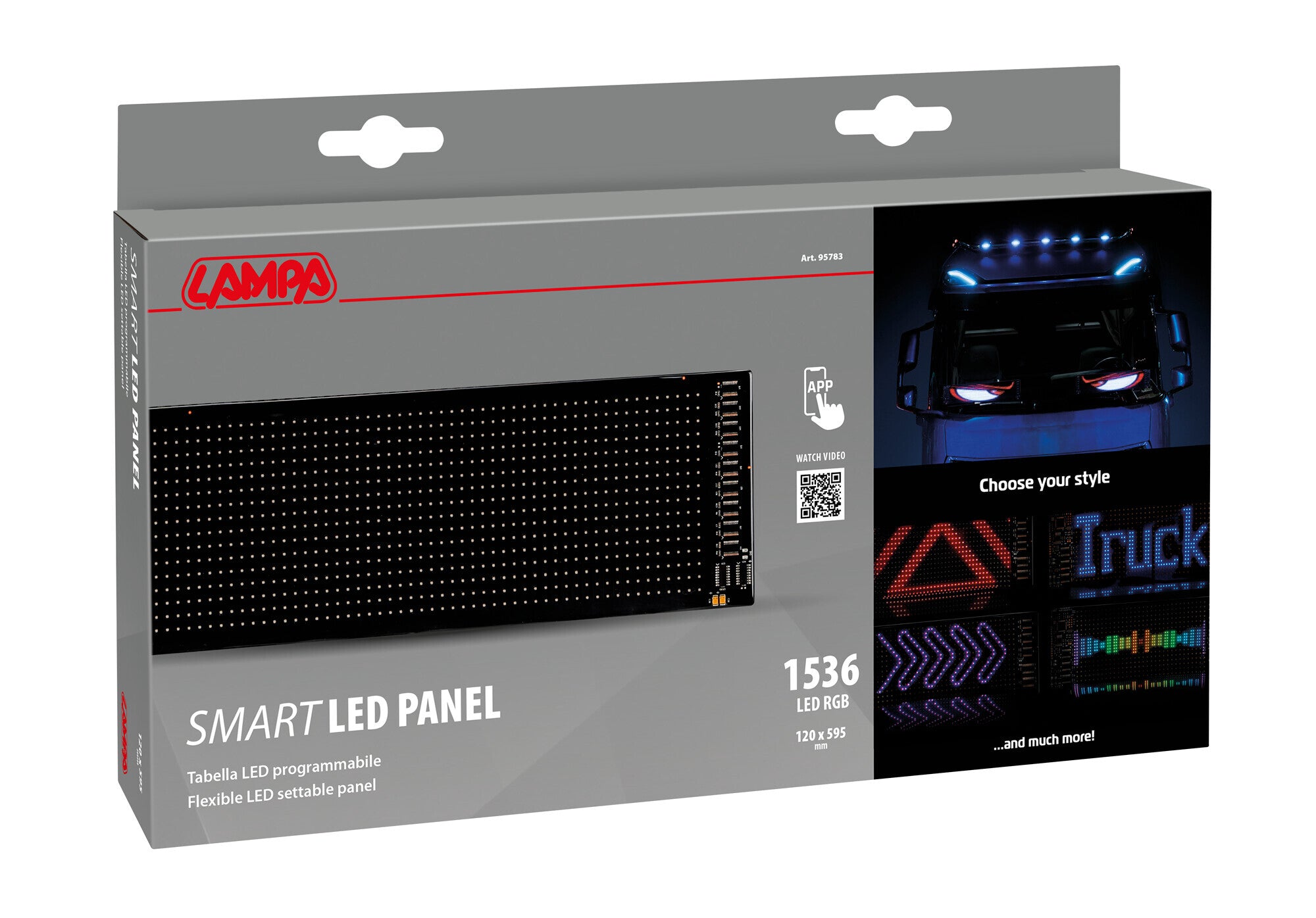 Smart Led Panel, tabella Led programmabile - 1536 Led - 120x595 mm