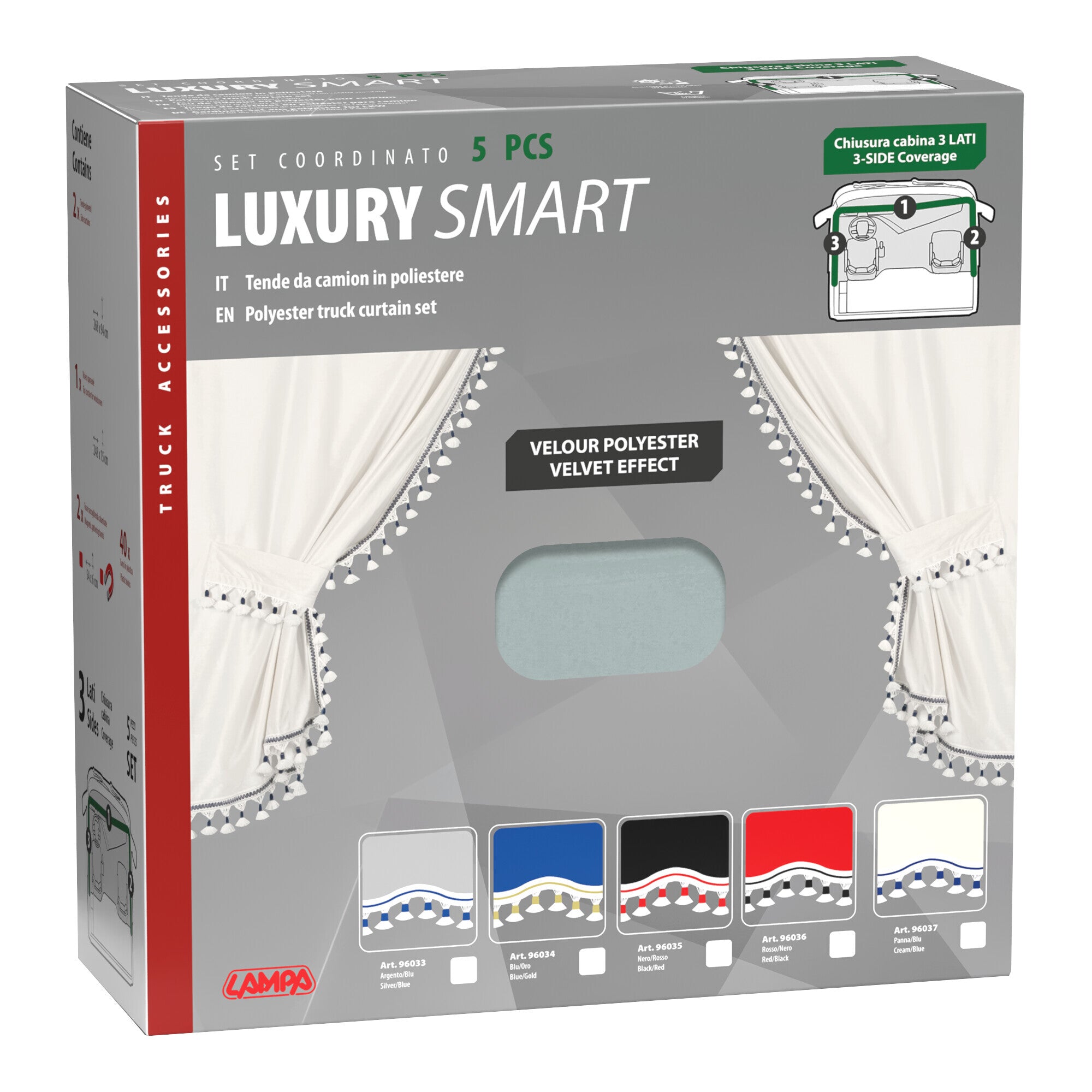 Luxury Smart, set tende in poliestere per camion - Argento/Blu