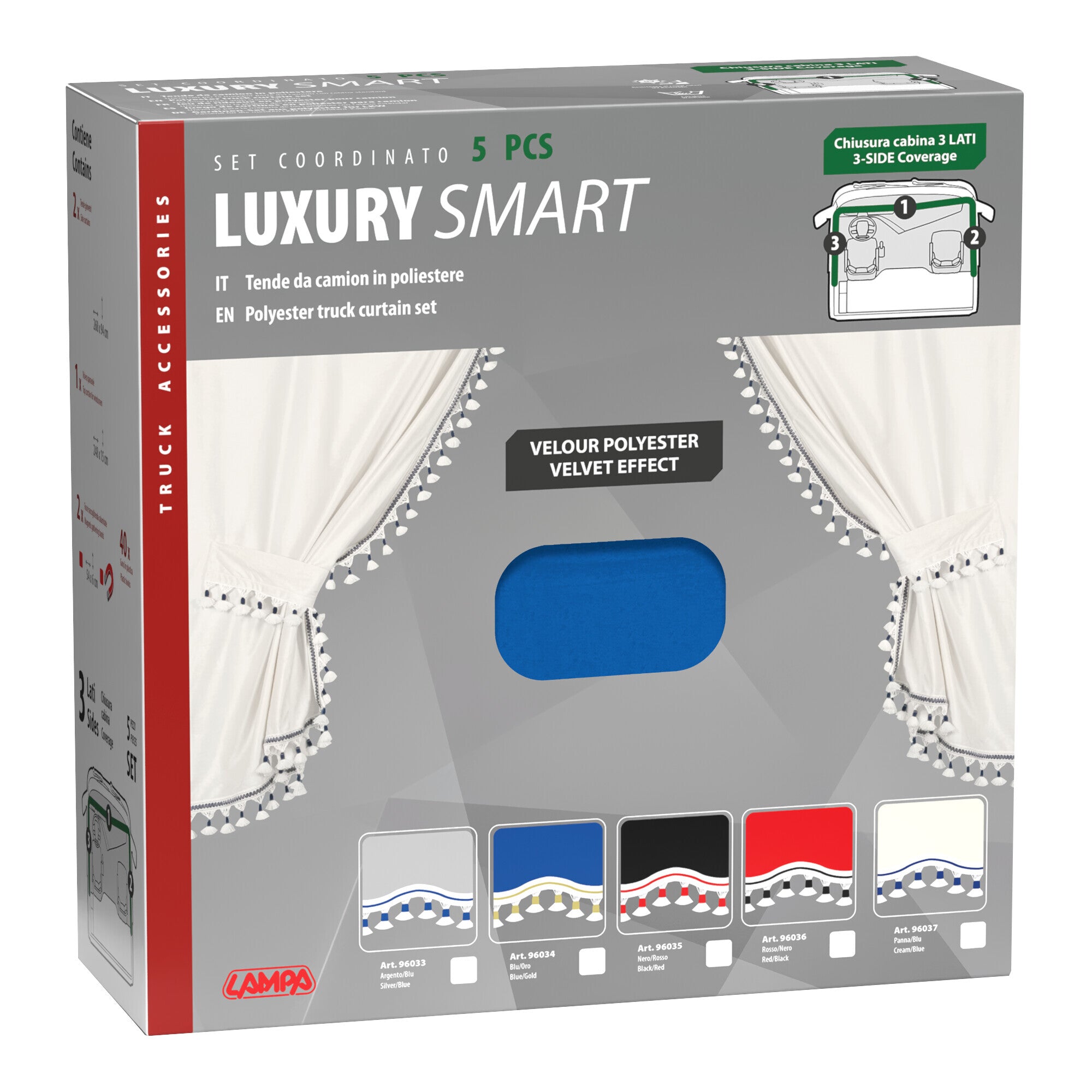 Luxury Smart, set tende in poliestere per camion - Blu/Oro