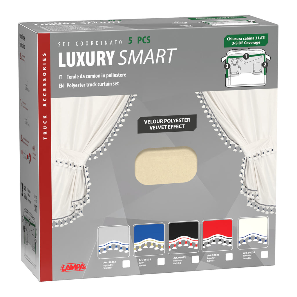 Luxury Smart, set tende in poliestere per camion - Panna/Blu