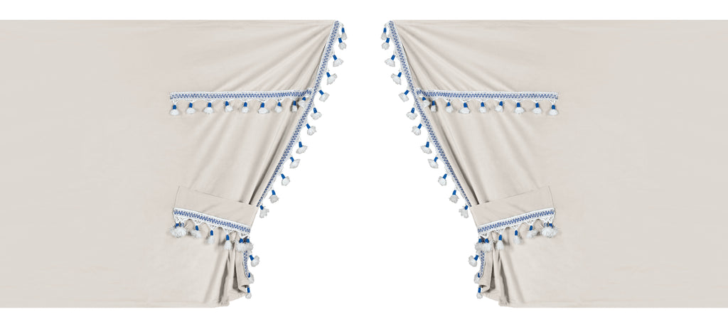 Luxury Smart, set tende in poliestere per camion - Panna/Blu