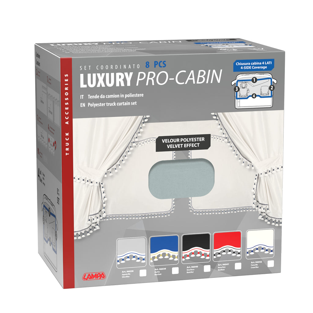Luxury Pro-Cabin, set tende in poliestere per camion - Argento/Blu