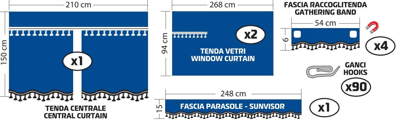 Luxury Pro-Cabin, set tende in poliestere per camion - Blu/Oro
